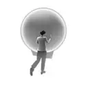 a person standing in front of a sphere tattoo design idea