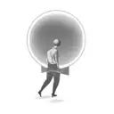 a person standing in front of a sphere tattoo design idea