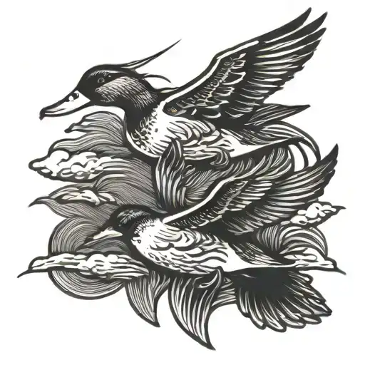 ducks flying tattoo design idea