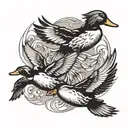 ducks flying tattoo design idea