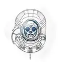 astronaut floating tattoo design idea