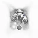 astronaut floating tattoo design idea