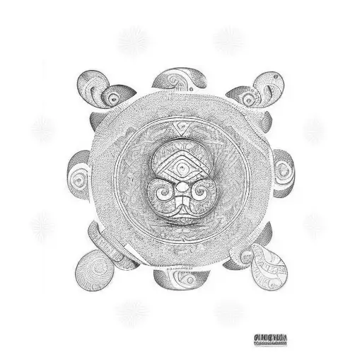A Coqui taíno surrounded by intricate mandala patterns tattoo design idea