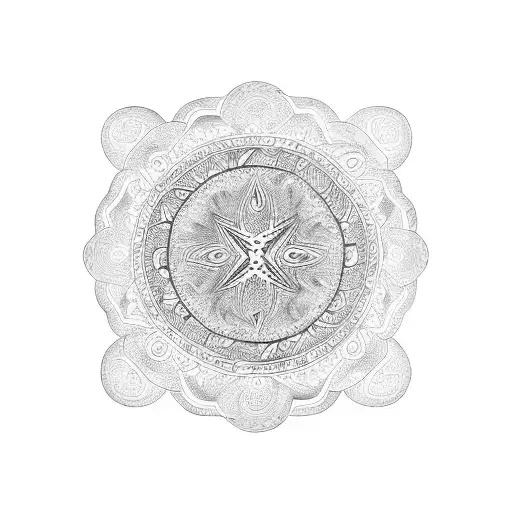 A Coqui taíno surrounded by intricate mandala patterns tattoo design idea