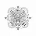 A Coqui taíno surrounded by intricate mandala patterns tattoo design idea