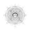 A Coqui taíno surrounded by intricate mandala patterns tattoo design idea