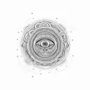 A Coqui taíno surrounded by intricate mandala patterns tattoo design idea