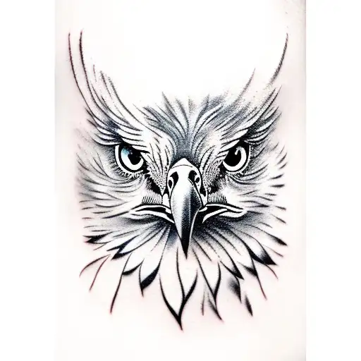 golden eagle with birch tree tattoo design idea