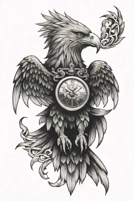 eagle with watch polish flag intertwined within tattoo design idea