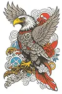 eagle with watch polish flag tattoo design idea