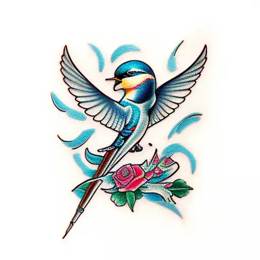classic swallow tattoo design idea