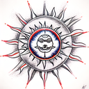 Sun and Moon and red star tattoo design idea