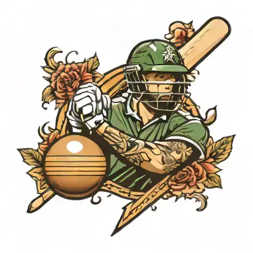 cricket player tattoo design idea