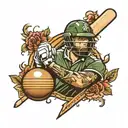 cricket player tattoo design idea