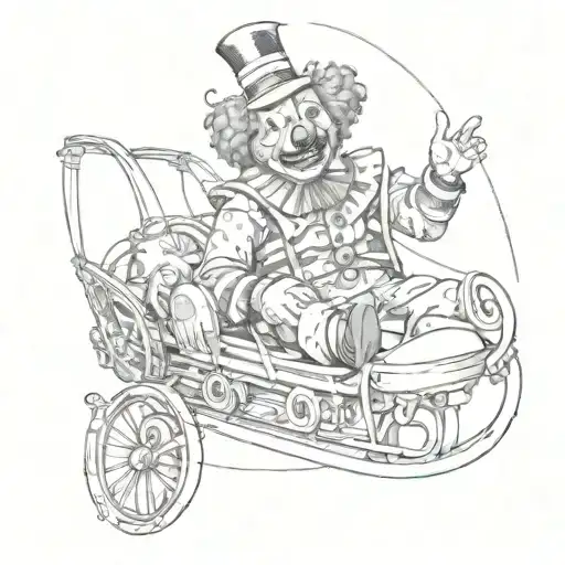 clown controlling a roller coaster ride   tattoo design idea