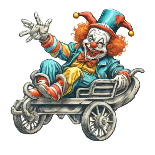 clown riding a roller coaster tattoo design idea