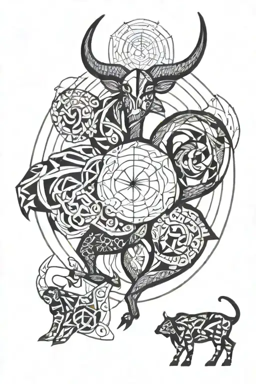 Taurus zodiac symbol and Scorpio zodiac sign tattoo design idea