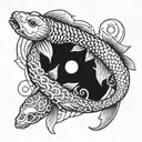 koi fish ying yang with a Taurus zodiac symbol and Scorpio zodiac tattoo design idea