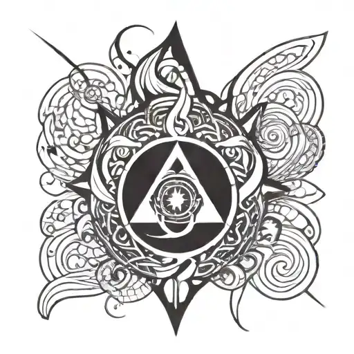 An abstract representation of healing energy flowing through the body, inspired by Reiki principles tattoo design idea