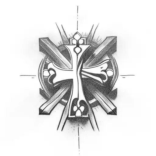 American crusader holding cross tattoo design idea