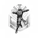 American crusader holding cross tattoo design idea