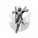 American crusader holding cross tattoo design idea