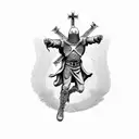 American crusader holding cross tattoo design idea