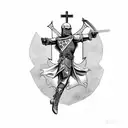 American crusader holding cross tattoo design idea