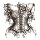 corset coming out of skin tattoo design idea