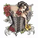 corset coming out of skin tattoo design idea