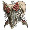 corset coming out of skin tattoo design idea