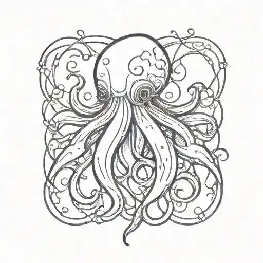 anime squid wrapping its tentacles tattoo design idea