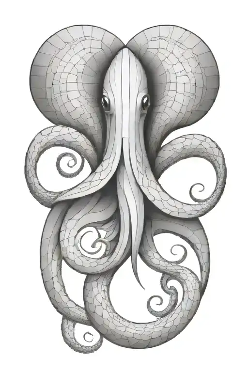 squid wrapping its tentacles tattoo design idea