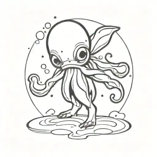 child squid cartoon  tattoo design idea