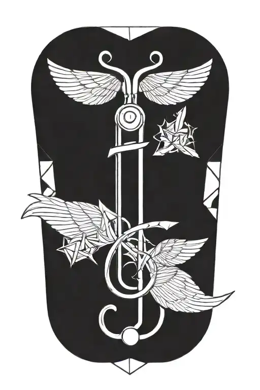 simple  caduseus and stethoscope forming the shape surrounded tattoo design idea