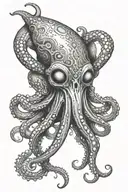 squid with deathshead mask  tattoo design idea