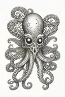 squid with deathshead mask  tattoo design idea