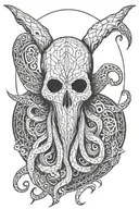 squid with deathshead mask  tattoo design idea