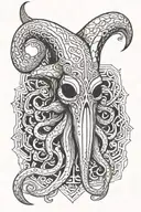 squid with deathshead mask  tattoo design idea