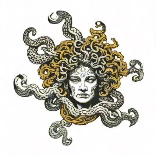 medusa greek mythology with pattern tattoo design idea