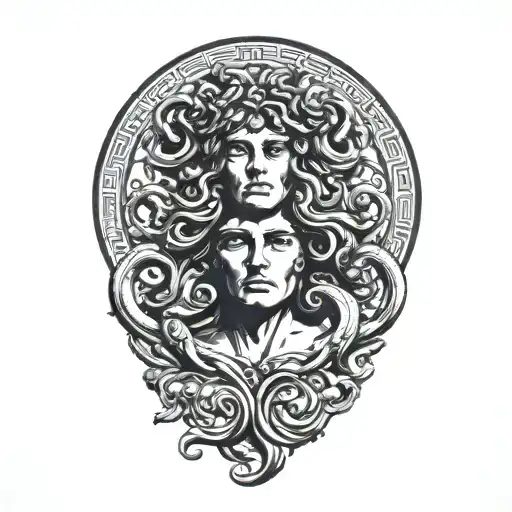  medusa greek mythology with versace vector tattoo design idea