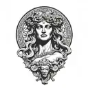  medusa greek mythology with versace vector tattoo design idea