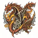 trident surrounded with dragon wrapped tattoo design idea