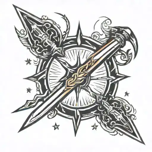 sword and lightning bolt tattoo design idea