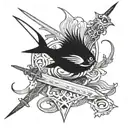 sword and fish  tattoo design idea