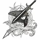 sword and fish  tattoo design idea