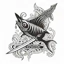 sword and fish  tattoo design idea
