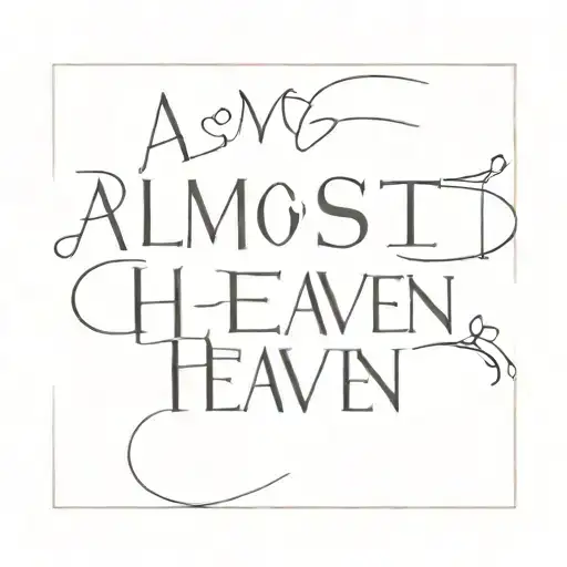 tattoo with only the words "almost heaven" in print  tattoo design idea