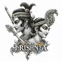 krishna and prince name written tattoo design idea