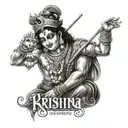 krishna and prince name written tattoo design idea